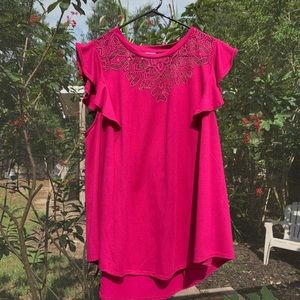 Isabel Maternity Shirt Pink with Ruffled Sleeves